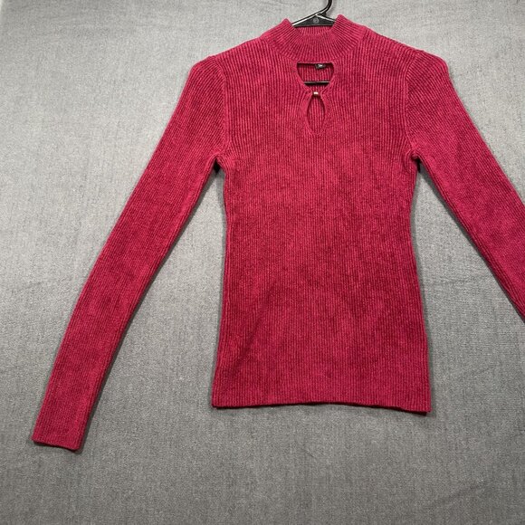 INC Ribbed Knit Long-Sleeve Mock Neck Sweater Keyhole Rayon/Nylon Womens Size S - Picture 6 of 11